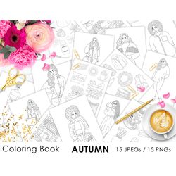 Coloring Book AUTUMN For Digital Or Print Use 15 JPEG Files