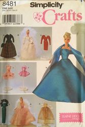 PDF Copy Simplicity 8481 Pattern Clothes for Barbie Doll and Fashion Dolls 11 1\2 inch