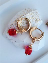 Red earrings, Swarovski earrings, earrings with Swarovski crystals