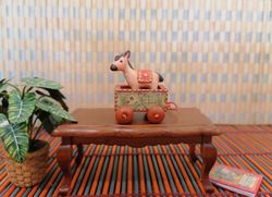 donkey on a cart. a toy for a doll.1:12 scale.