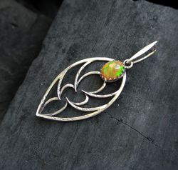Opal necklace Dragon necklace Elven necklace Sterling silver pendant