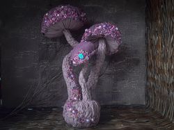 Textile Mushroom Sculpture for homedecor interior toy handmade art beaded