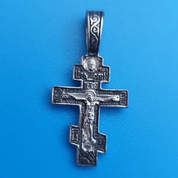 Orthodox blessed cross crucifix made of silver 925 Let God arise prayer on the back side free shipping