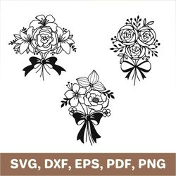 Bouquet svg, bouquet of flowers template, bouquet dxf, bouquet png, bouquet laser cut, bouquet cut file, bouquet pdf,