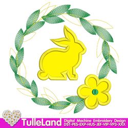 Cute Silhouette Easter Bunny Rabbit  Floral Bunny Bunny with Flower Design applique for Machine Embroidery