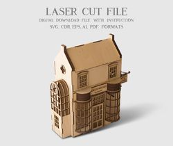 Borgin and Burkes laser cut file, Harry Potter gifts, DIY house, Vector download file 3mm