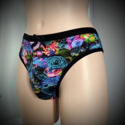 Organic cotton underwear "Night Garden" by Lola Lingerie Brand, Sissy lingerie for mens. Handmade to Order