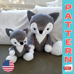 wolf crochet 2in1 pattern english/espanol/francais, amigurumi woodland stuffed animals plush baby toy