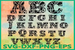 Alphabet Zentangle SVG, Zentangle Letters svg, Alphabet Svg