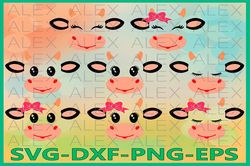 Cow Svg Files, Cow face svg, Cow Eyelashes SVG, Farm svg