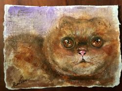 Fat cat painting original watercolour