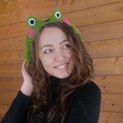Crochet frog beret, goblincore, cute beret