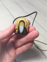 Saint Kyrillos | Icon necklace | Wooden pendant | Jewelry icon | Orthodox Icon | Christian saints