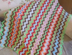 Crochet multicolor baby blanket, cotton baby blanket striped
