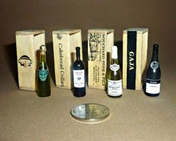 Dollhouse miniature 1:12 Champagne and wine! (Part 2) bottle in a wooden box