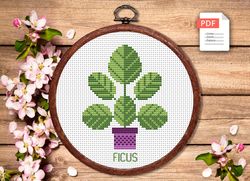 Ficus Cross Stitch Pattern, Flower Cross Stitch Pattern, Embroidery Ficus, Flowers xStitch