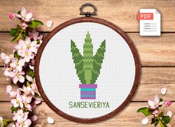 Sansevieriya Cross Stitch Pattern, Flower Cross Stitch Pattern, Embroidery Sansevieriya, Flower xStitch