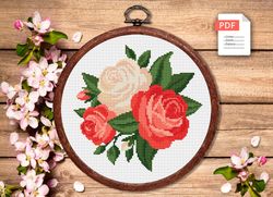 Roses Cross Stitch Pattern, Flower Cross Stitch Pattern, Embroidery Rose, Flower xStitch
