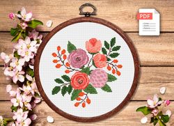The Flowers Cross Stitch Pattern, Rose Cross Stitch Pattern, Embroidery Rose, Flower xStitch