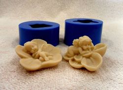 Angels on flowers (2 molds set) - silicone molds