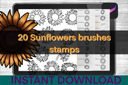 Sunflower Brushes Procreate Stamps