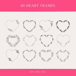 Heart svg. Heart frame svg. Cutting file heart. Heart wreath svg. Floral heart svg and png. Vector cutting files.