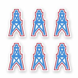 Houston Oilers Logo Decal Set of 6 stickers by 3 in Die Cut Vinyl Football