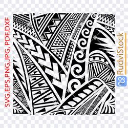 Tattoo Svg.  Polynesian seamless background pattern design