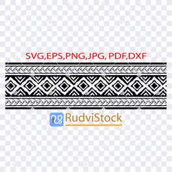 Tattoo Svg. Polynesian Samoa seamless border tattoo tribal pattern