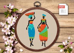 African Woman Cross Stitch Pattern, African Cross Stitch Pattern, Folklore Cross Stitch Pattern, African Motifs Patterns