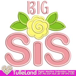 Big sister with floral Lil Sister Shirt I'm the Big sister Lil sister Little sister Design for Machine Embroidery