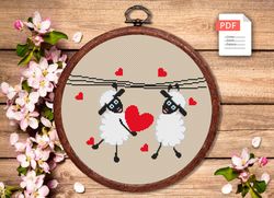 Sheeps in Love Cross Stitch Pattern, Sheep Cross Stitch, Embroidery Love, Sheep xStitch, Sheep Pattern, Love Pattern