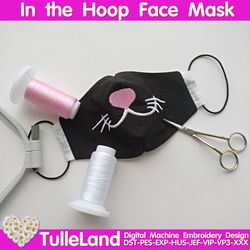 In The Hoop Face Mask Breathing mask Face Mask kids Face mask with cat face Machine embroidery design