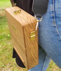 Messenger Wood Box, multi-function artist/sketching/writer's bag, wood bag