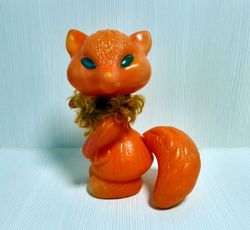Vintage Soviet Plastic Toy Fox. Large Antique Collectible Toy Fox
