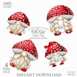 Mushroom family of gnomes. Cute Characters, Hand Drawn graphics, instant download. Digital Download. OliArtStudioShopL