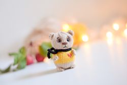 Hello There Handsome, sad bear car charm, grumpy bear toy Mothers day gift KnittedToysKsu
