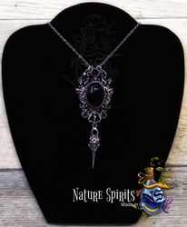 Raven Crow Bird Skull Pendant Black Obsidian Victorian Necklace Shaman Totem Gothic Witch Boho Forest Alternative Witchy