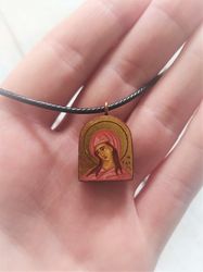 Mary Magdalene | con necklace | Wooden pendant | Jewelry icon | Orthodox Icon | Christian saints