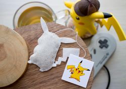 Pikachu tea bags. Set - 12 pcs. Shaped pokemon tea bags. pokemon cookie. pokemon gift. pokemon tea party.