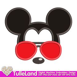 Mr Mouse with with red glasses Birthday mouse Mouse design for t-shirts Design applique for Machine Embroidery