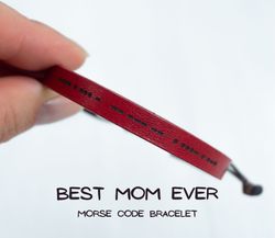 BEST MOM EVER morse code bracelet, leather bracelet, gift for mother, Christmas gift, birthday gift for mother