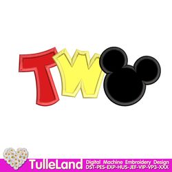 TWO Mouse Birthday oh TWOdles 2nd  Birthday Second  Birthday Oh Toodles, I'm  Design applique for Machine Embroidery