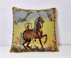 Antique Tapestry Cushion Cover. Square Throw Pillow. Decor USSR