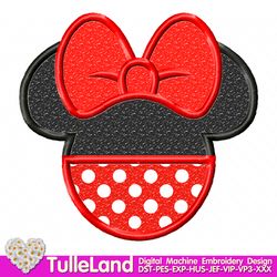 Miss Mouse with red bow Mouse with pink bow s Birthday mouse  design for t-shirts Design applique for Machine Embroidery