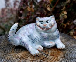 Cheshire Cat ,Porcelain Figurine, Cat ring holder ,Alice in Wonderland ,Handmade figurine,Ceramic Rings stand ,Funny cat
