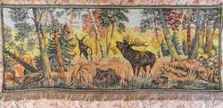 Soviet Vintage Gobelin Carpet Deer. Roe deer. Tapestry wall carpet