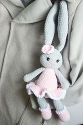 Bunny custom plush toy birthday gift, crochet bunny rabbit for her, amigurumi bunny stuffed animal