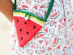 Handmade purse, girl gift, crochet handbag, toddler gift, watermelon bag