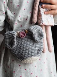 Handmade purse, girl gift, crochet handbag, toddler gift, bunny bag, rabbit accessory